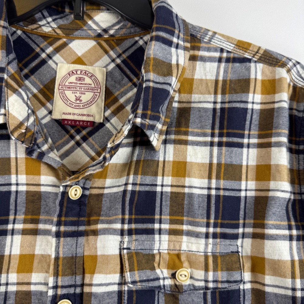 Fat Face Plaid‎ Flannel Shirt Button Up Long Sleeve CasualMen's XXL
